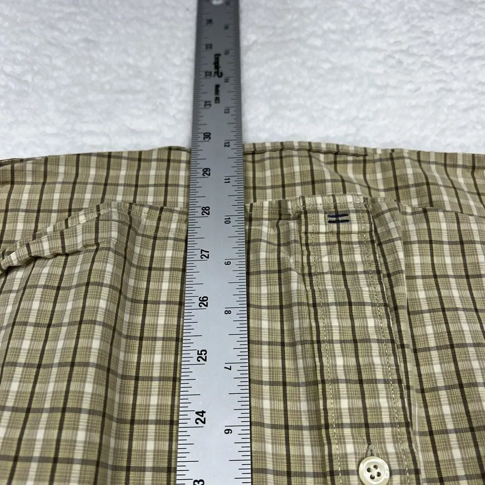 J Crew Shirt Mens Large L Yellow‎ Check Button Up Long Sleeve Casual Pure Cotton